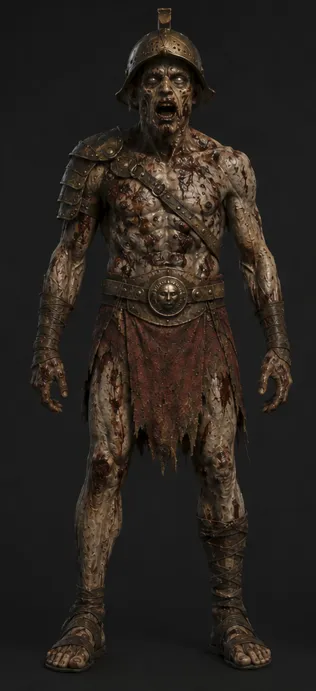 Undead ancient warrior wearing weathered armor